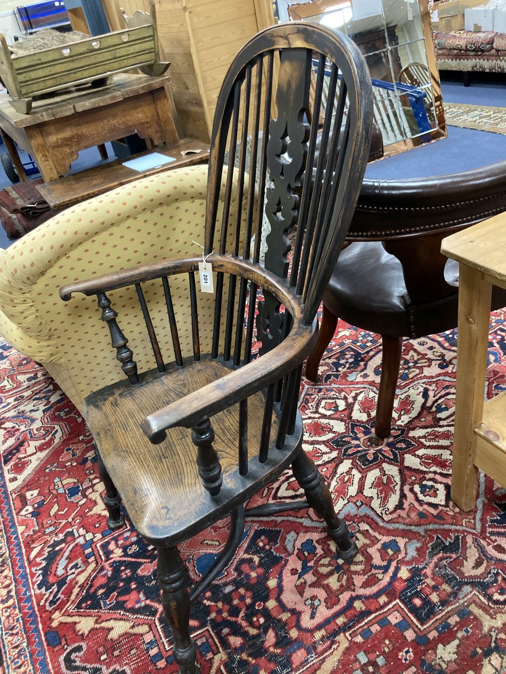 A Victorian ash and elm Windsor armchair